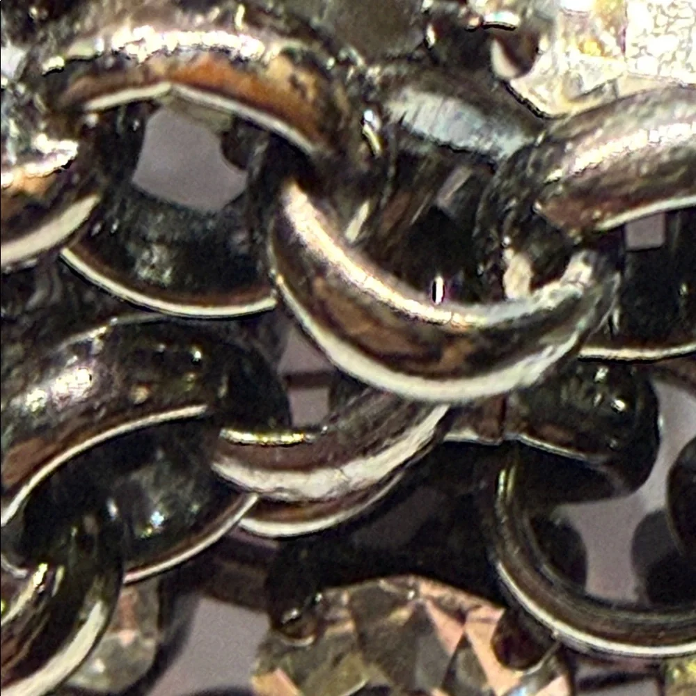 Vintage thick gun metal Black Chain Bracelet scattered rhinestones